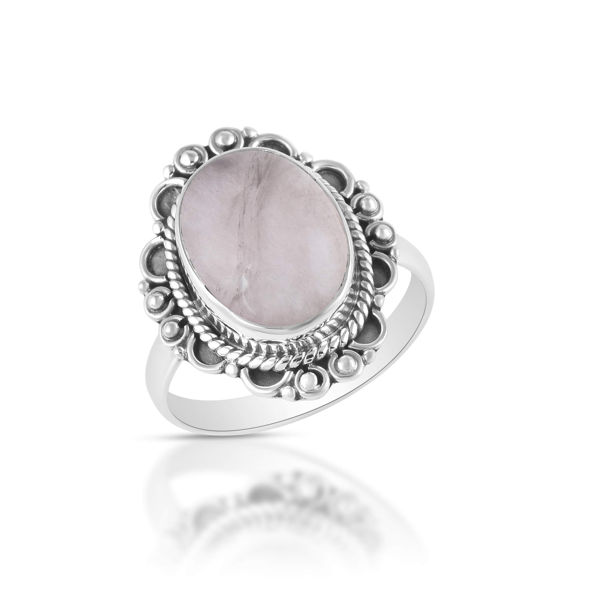MAHAL JEWELS Rose Quartz 925 Sterling Silver Designer Ring |Ring for Girls (Sz-18) (B08W4FDFP9) Amazon Price History, Amazon Price Tracker