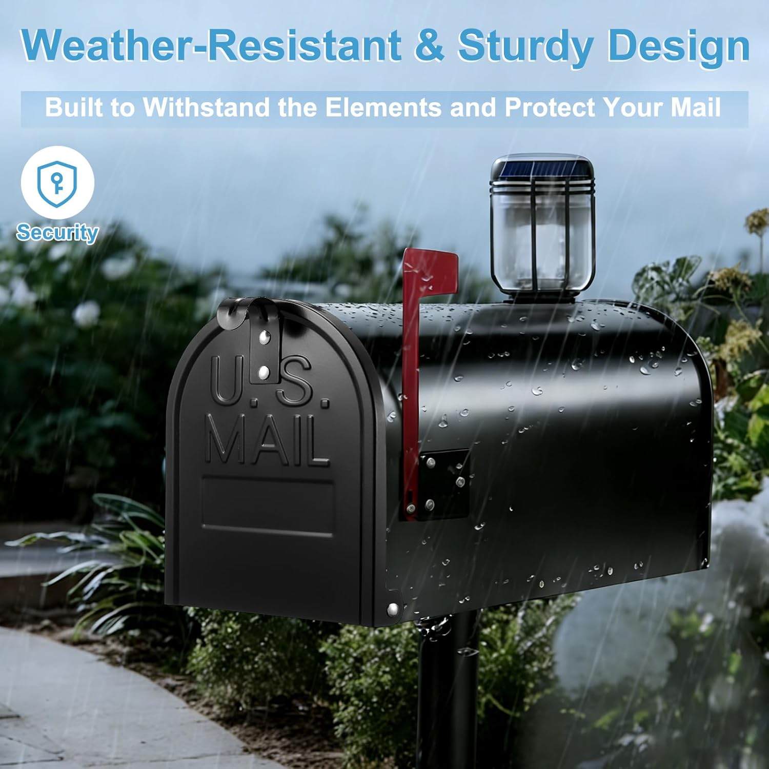 Moxweyeni 8" x 10" Mailbox Door Replacement – Black Metal Snap-in Door – Mailbox Cover with Magnetic Closure – Durable Mail Box Repair Kit for Brick Mail Box Rusted Standard