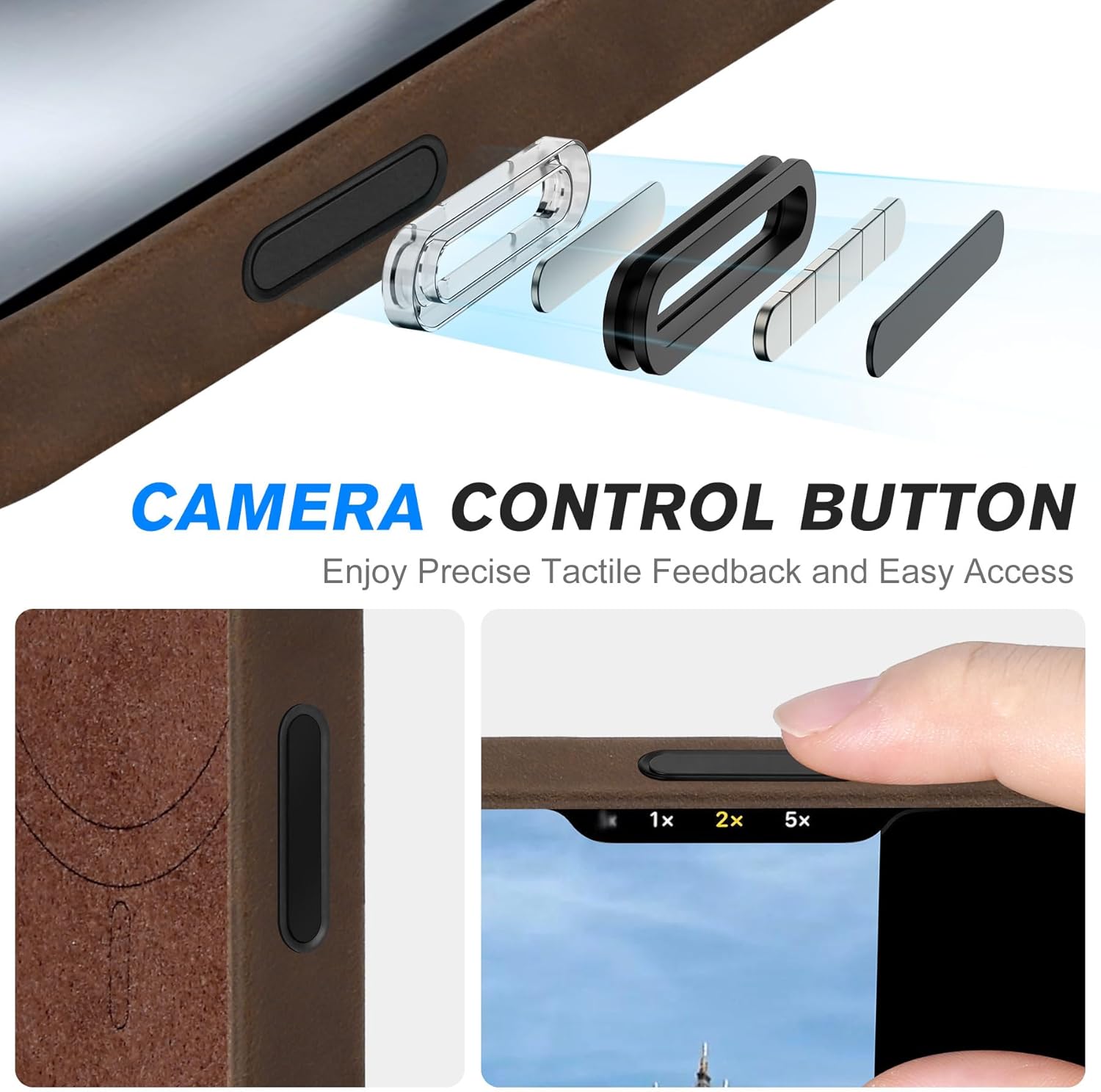 SHIELDON Top Grain Crazy Horse Leather Case for iPhone 16 6.1", Compatible with MagSafe, [Camera Button Updated], Magnetic Wireless Non-Slip Shock-Absorbent Charging Cover - Crazy Horse Dark Brown - Image 4