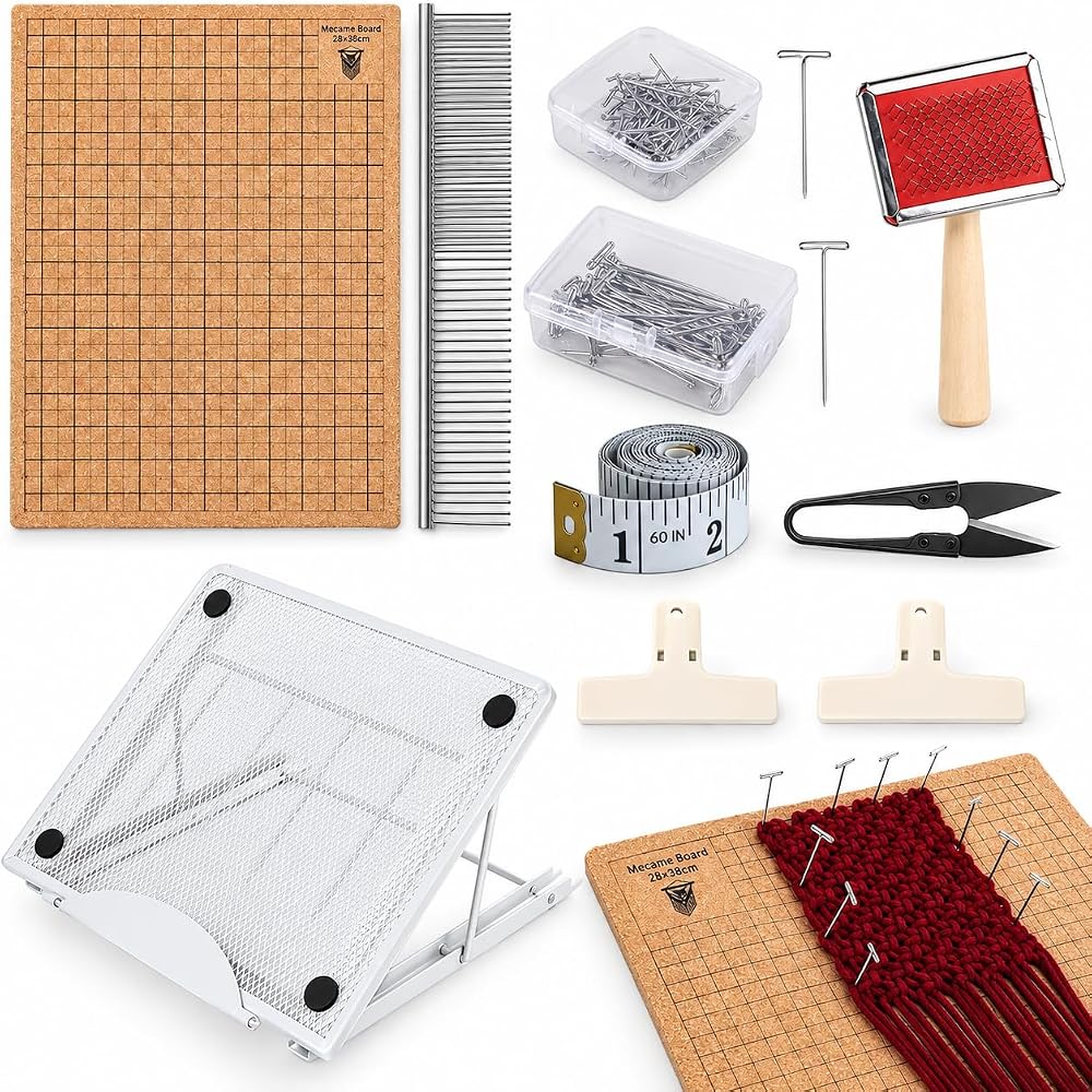 AIIQESBT 108 Pcs Macrame Board Set, 12"×16" Wood Board & Adjustable Holder — 사진 1