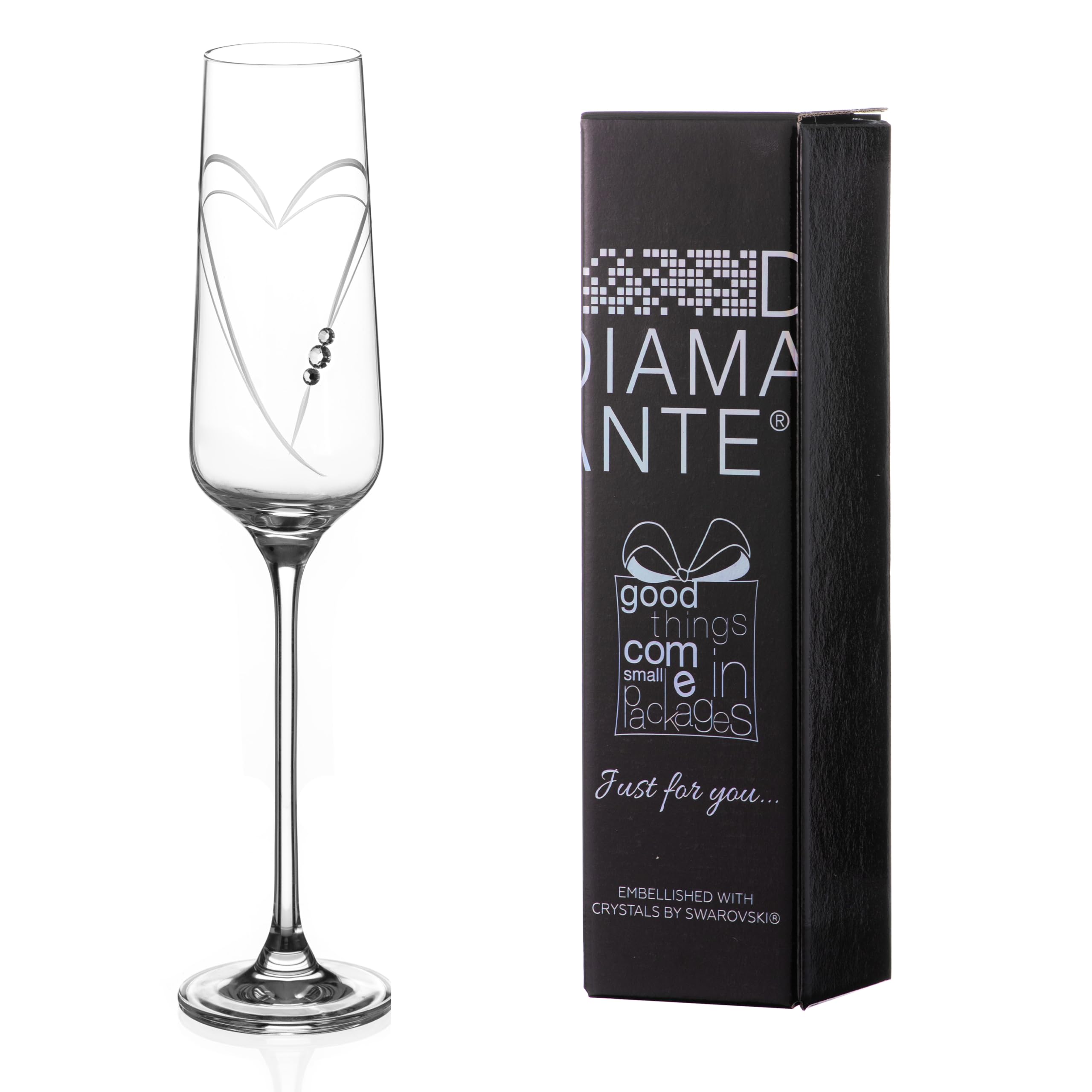 Copa de champán de cristal con Swarovski 'Just for You' en caja de regalo