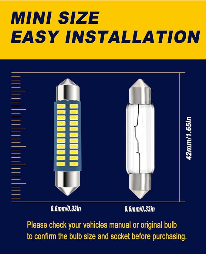 Serundo Auto 578 LED Festoon 42mm 4 Unidades Luz Interior 6000K Blanca miniatura 2