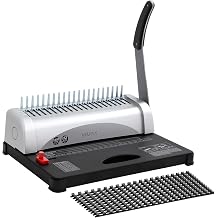 Binding Machine, 21-Holes, 450-Sheets, Paper Punch Binder with Starter Kit 200 Combs 8/10mm & 3 Adjustable Margins 3-5mm for A4, A5, Letter, Ideal Office, School & Home