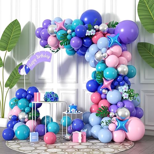 Vista 12 de Kit de arco de globos rosa morado, kit de arco de globos azul, rosa y morado, arco de globos rosa intenso, guirnalda de globos rosa intenso