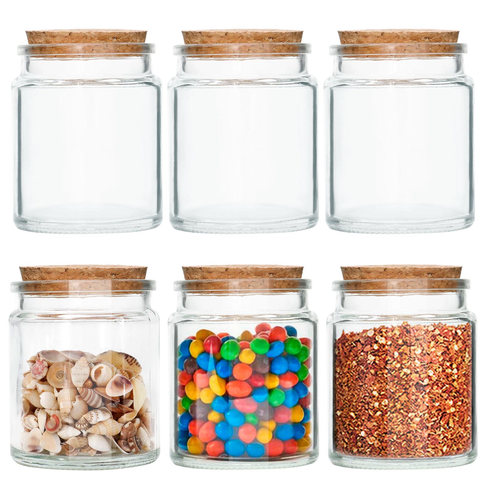 Acetiti 6 Pack 7 oz Glass Jars with Cork Stopper Lids