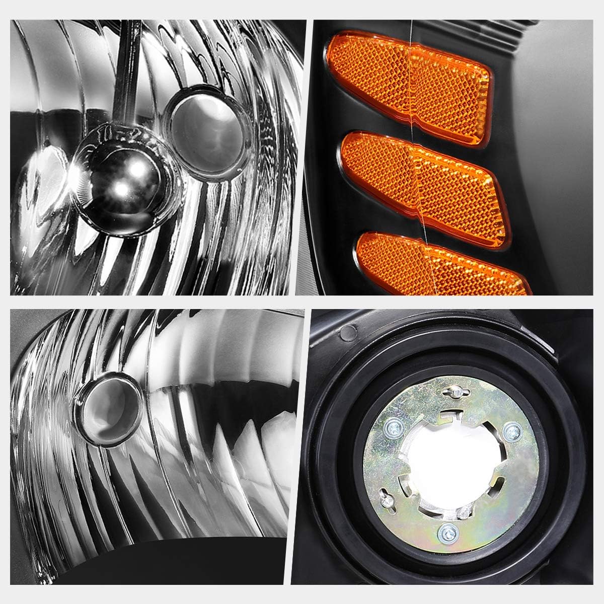 PM PERFORMOTOR Pair of Factory Style Headlights Assembly Compatible with 04-08 Pontiac Grand Prix,Black Housing Amber Corner
