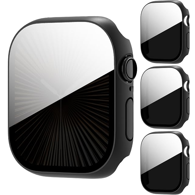 AIDOWU 3-Pack Privacy Case for Apple Watch Series 10 11 46mm Anti-Peeping Ultra-Thin Tempered Glass Screen Protector Case