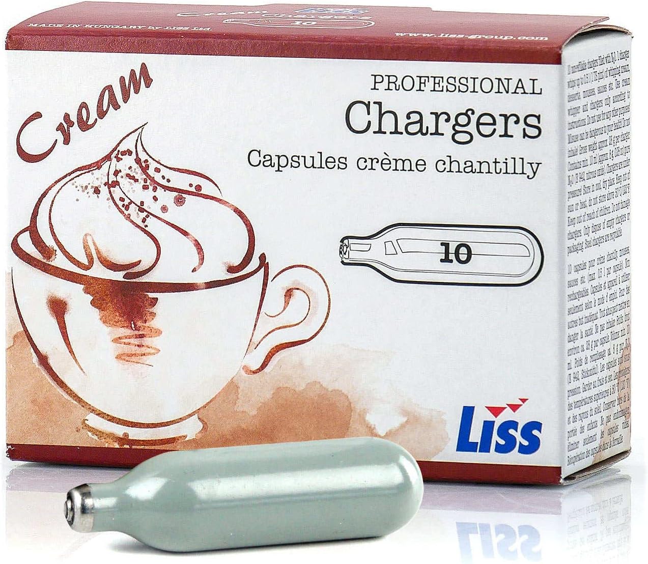 Whipped Cream Charger, 10pcs, N2O Nitrous Oxide 8g Cartridges for Whipped Cream Dispenser for Whipping Cream