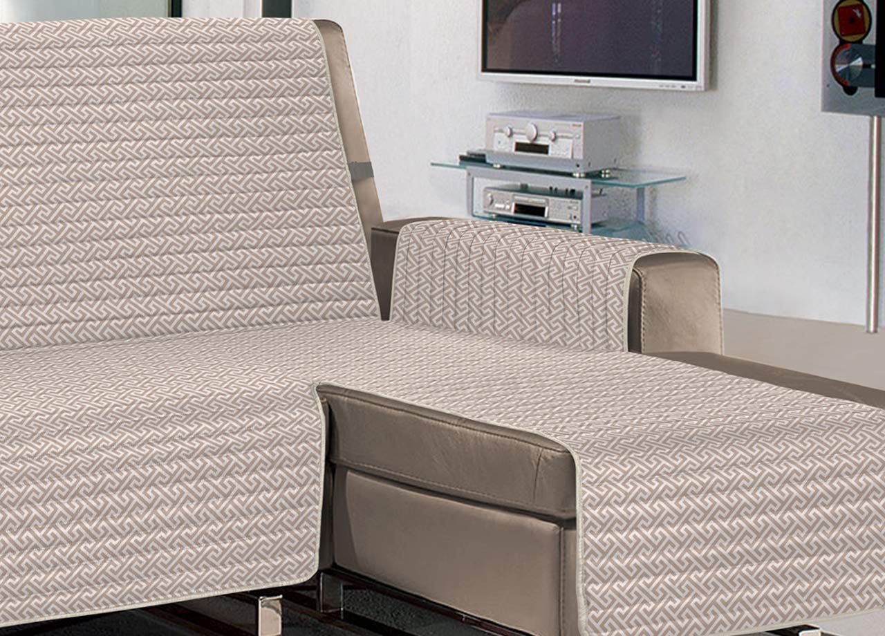 BIANCHERIAWEB Sofa z Półwysepem Model Olympus, Pikowana Ręcznik Sofa Ochronna Wodoodporna i Przeciwdeszczowa, Sofa z Półwyspem 240 cm, Beżowy Kolor