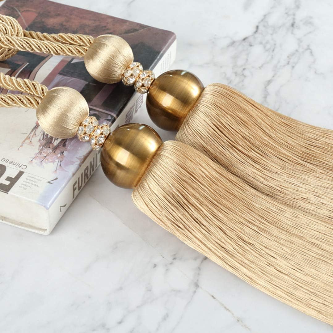 Luxury European Curtain Tassel Tiebacks Bronze Color Metal Ball Rhinestone Embellished Drapery Holdback Tassel for Home Office Window Decor