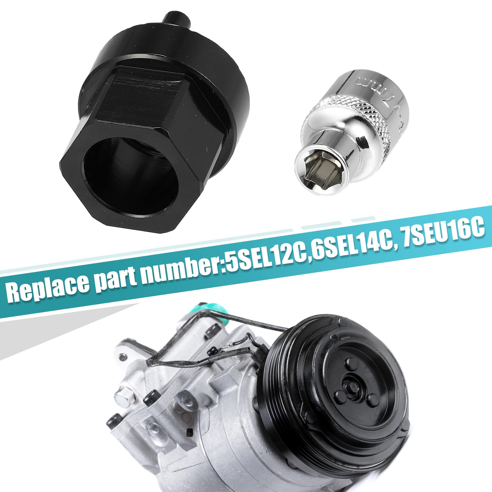A ABSOPRO Strumento Rimozione Frizione Mozzo Compressore A/C 20mm 1 Set | 1 Set, Metallo, 20mm, Per 5SEL12C/6SEL14C/6SEL16C/6SEU14C/7SEU16C/7SEU17C, Per Mercedes-Benz C350/CL550, Include Presa 7mm