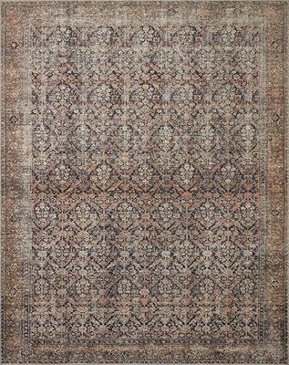 Loloi Amber Lewis Billie Collection, Ink & Salmon 7'-6" x 9'-6" Area Rug – Antique & Distressed Accent Rugs for Living Room, Bedroom, Entryway & Hallway, No Shed High Traffic Area Home Decor Rug