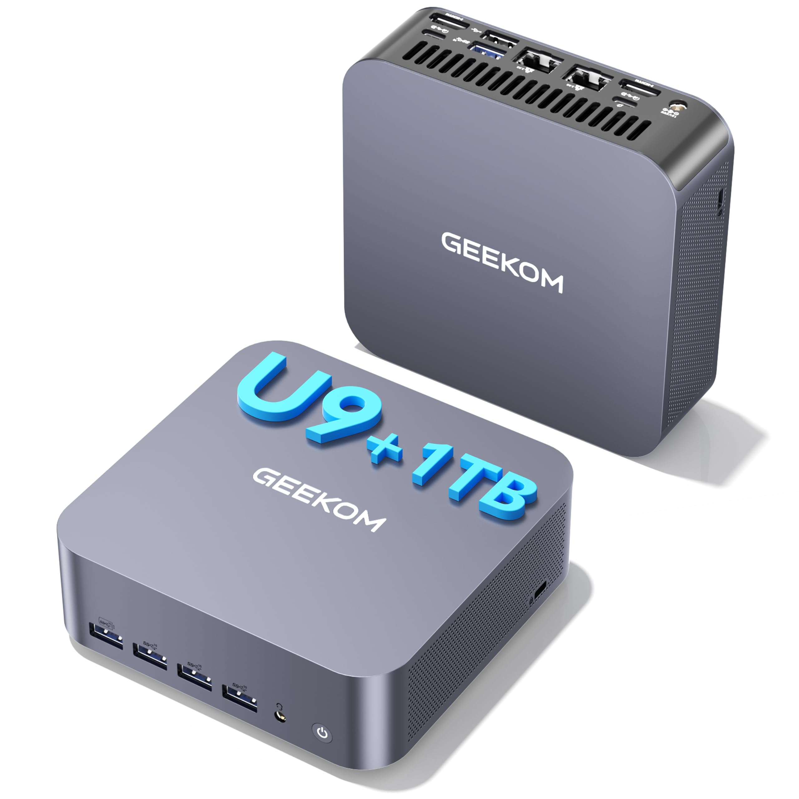 GEEKOM GT1 Mega AI mini komputer z Intel Core Ultra 9 185H | 1TB SSD 16 GB DDR5 | 6 portów USB | wyświetlacz 4 x 8K | funkcja AR w czasie rzeczywistym | fabrycznie zainstalowany komputer stacjonarny