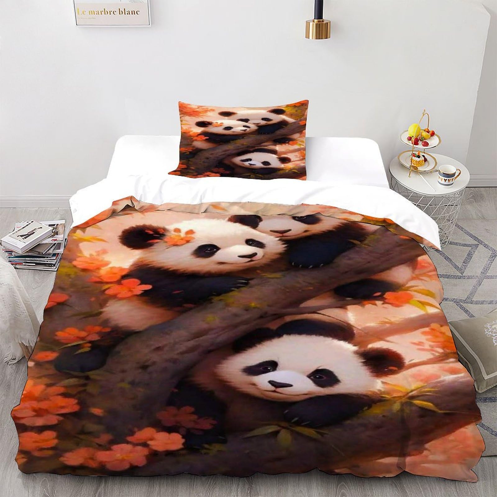 Flowers Bedding Set Digital Printe Animal Themes Wildlife Duvet Cover Set Microfiber Quilt Cover Suitable for Family,couple,children Pillowcase Single（135x200cm）