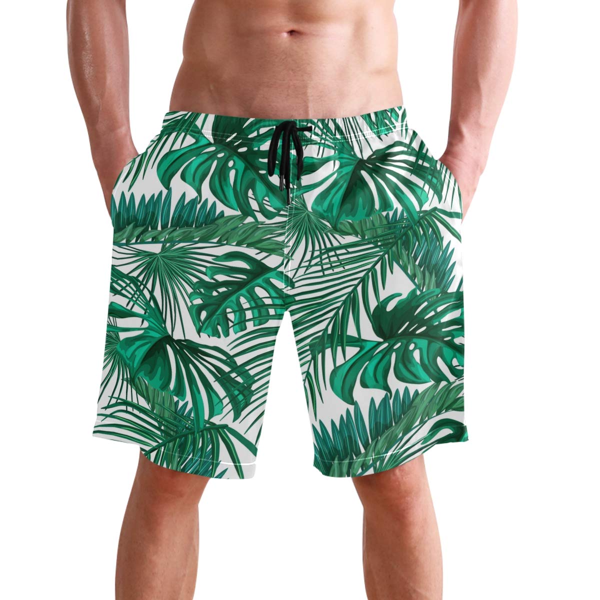 visesunny Hawaiian Men's Summer Beach Shorts Swim Trunks Sports Running Bathing Suits with Mesh Lining