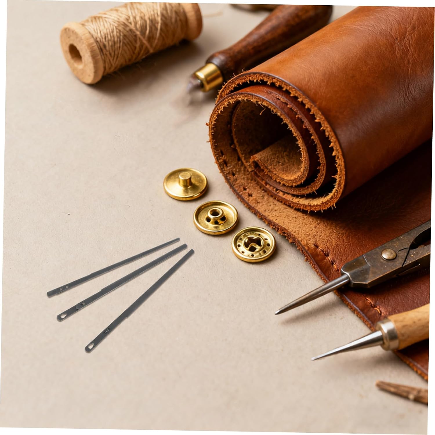 YARNOW 3pcs Leathercraft Lacing Needles Set with Single and Double Prong for Belt Repair and Wallet Stitching, Heavy Duty Leather Sewing Tools for DIY Leatherwork and Cord Threading