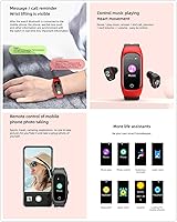 Vista 5 de N8 - Reloj inteligente 2 en 1 con audífonos, pulsera inteligente TWS, auriculares inalámbricos Bluetooth, combinación de llamadas Bluetooth