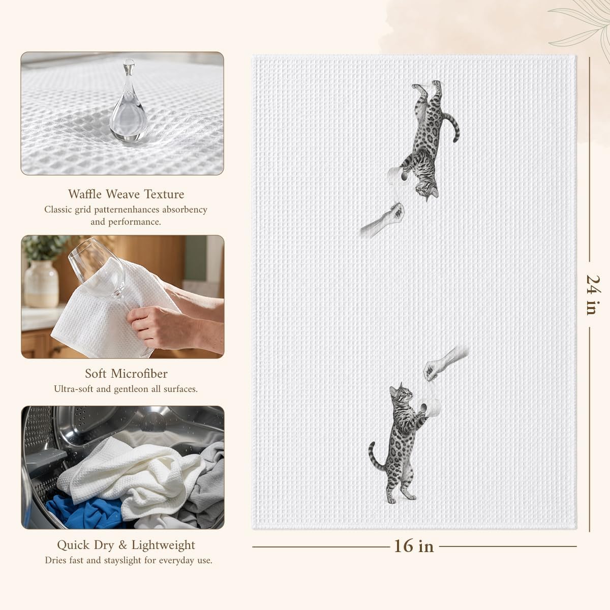 Bengal Cat Bathroom Hand Towels, Funny Toilet Paper Cat Decor image 2