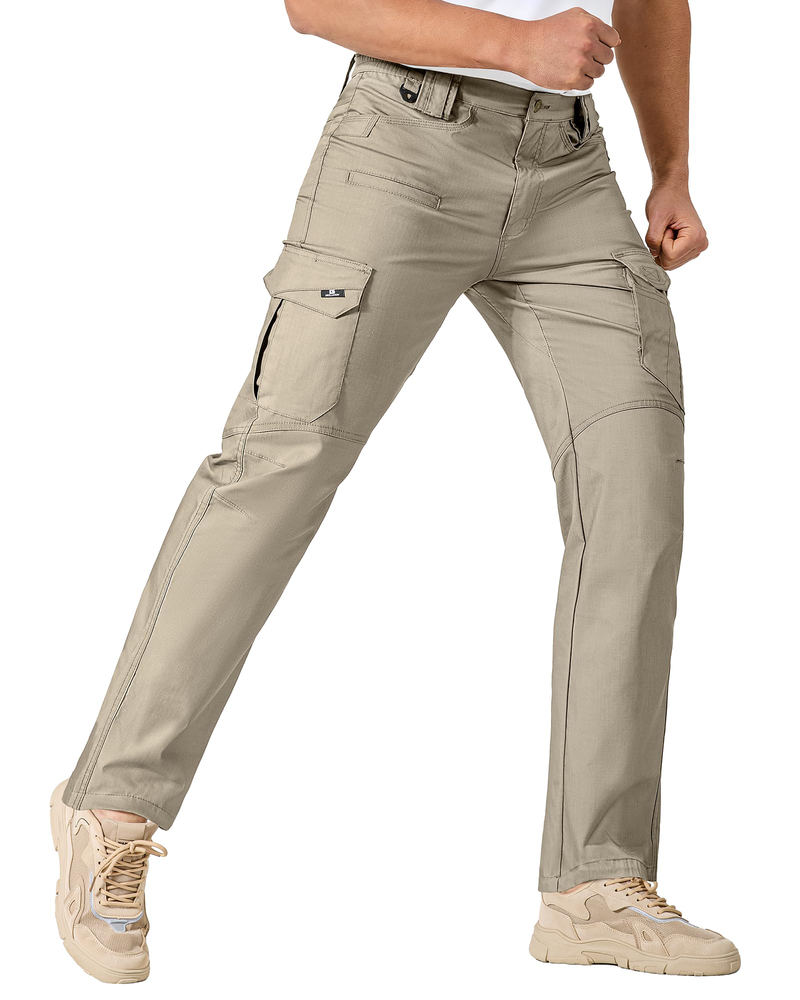 IGOLUMEN Work Pants for Men Stretch Tactical Pants with 11 Pockets Ripstop Cargo Pant Construction Utility Trouser Hiking EDC — view 8