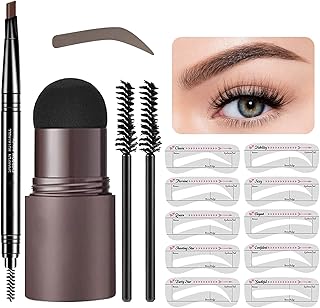 Eyebrow Stencil Kit, Multifunctional Eyebrow Tint Eyebrow Pencil Brow Stamp Set, Waterproof Long Lasting Smudgeproof Easy To Use Eyebrow Stamp Dark Brown Eyebrow Stencil Kit For Beginners (Dark Brown)