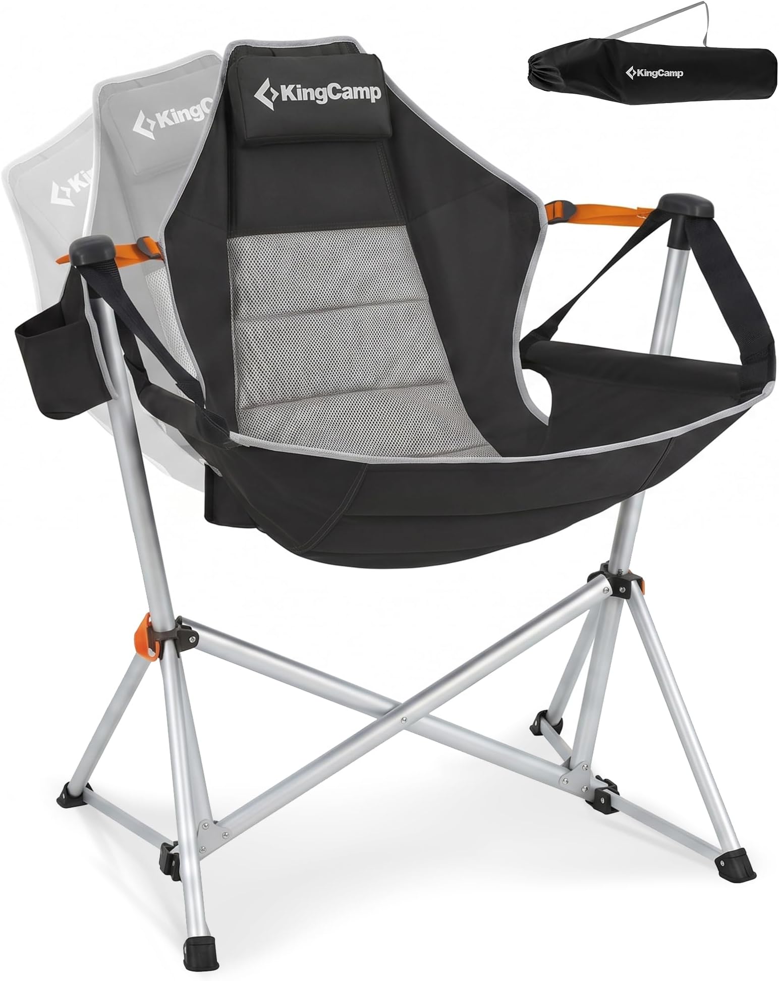 KingCamp Hammock, Camping Chair, Swinging, Portable, Foldable, Camping Chair for Adults, Max. 199.6 kg, Durable, Foldable, Oversized Rocking Chair with Aluminum Alloy Frame