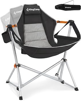 KingCamp Hammock Camping Chair, Swinging Portable Camp Chairs for Adults, 400lbs Heavy Duty Oversized Folding Rocking Chair with Adjustable Recline, Aluminum Alloy Frame for Outdoor Patio Beach Sport