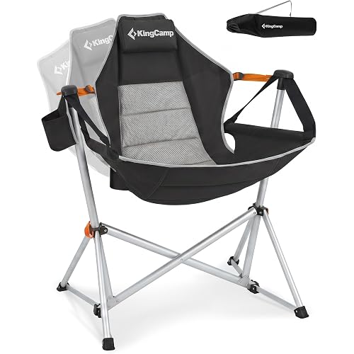 KingCamp Hammock Camping Chair, Swinging Portable Camp Chairs for Adults, 400lbs Heavy Duty Oversized Folding Rocking Chair with Adjustable Recline, Aluminum Alloy Frame for Outdoor Patio Beach Sport