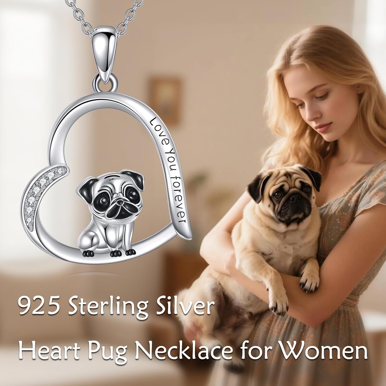 YAFEINI Pug Necklace 925 Sterling Silver Pug Jewelry Gifts for Women - Image 6