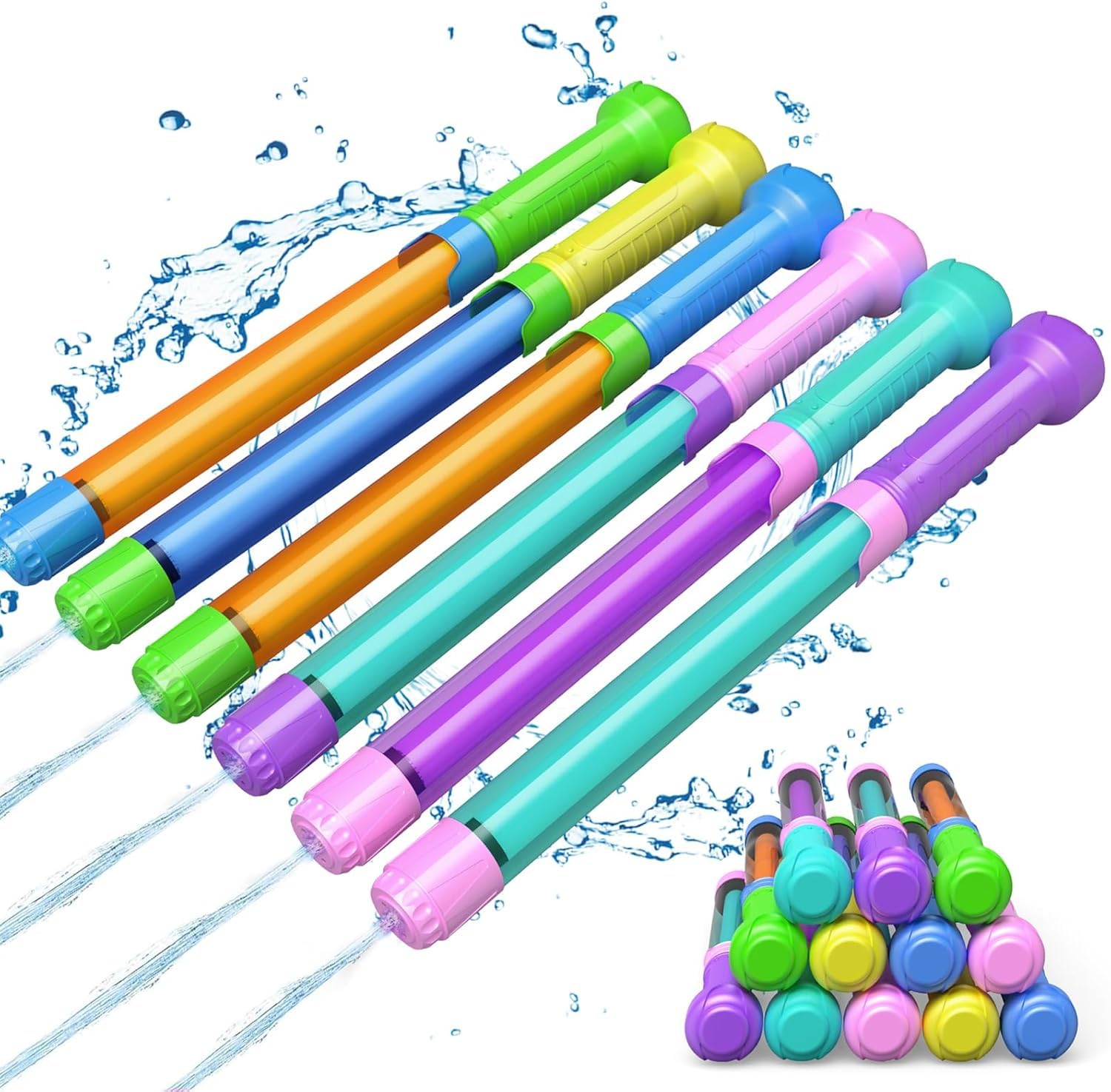 LATERN 12Pcs Water Pistols for Kids, 32CM Mixed Colors Plastic Water Pistol Beach Toy Squirt Gun Water Blaster for Summer Pool Garden Outdoor Water Party Favors (6 Colors)