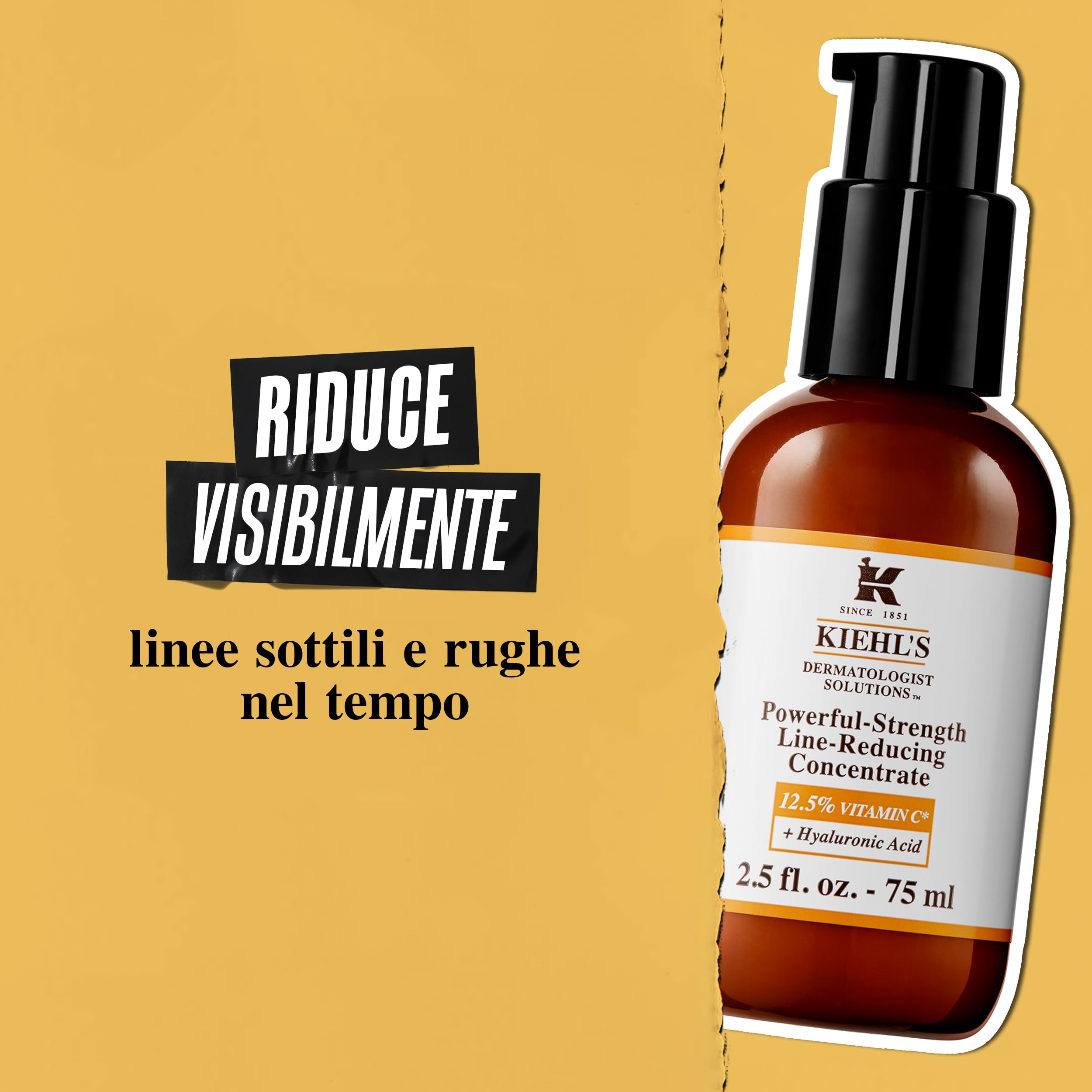 KIEHL'S Powerful-Strength Line-Reducing Concentrate, Siero Anti Età, Per Tutti i Tipi di Pelle, Azione Antiossidante, Riduce Rughe e Linee Sottili, Con il 12,5% di Vitamina C e Acido Ialuronico