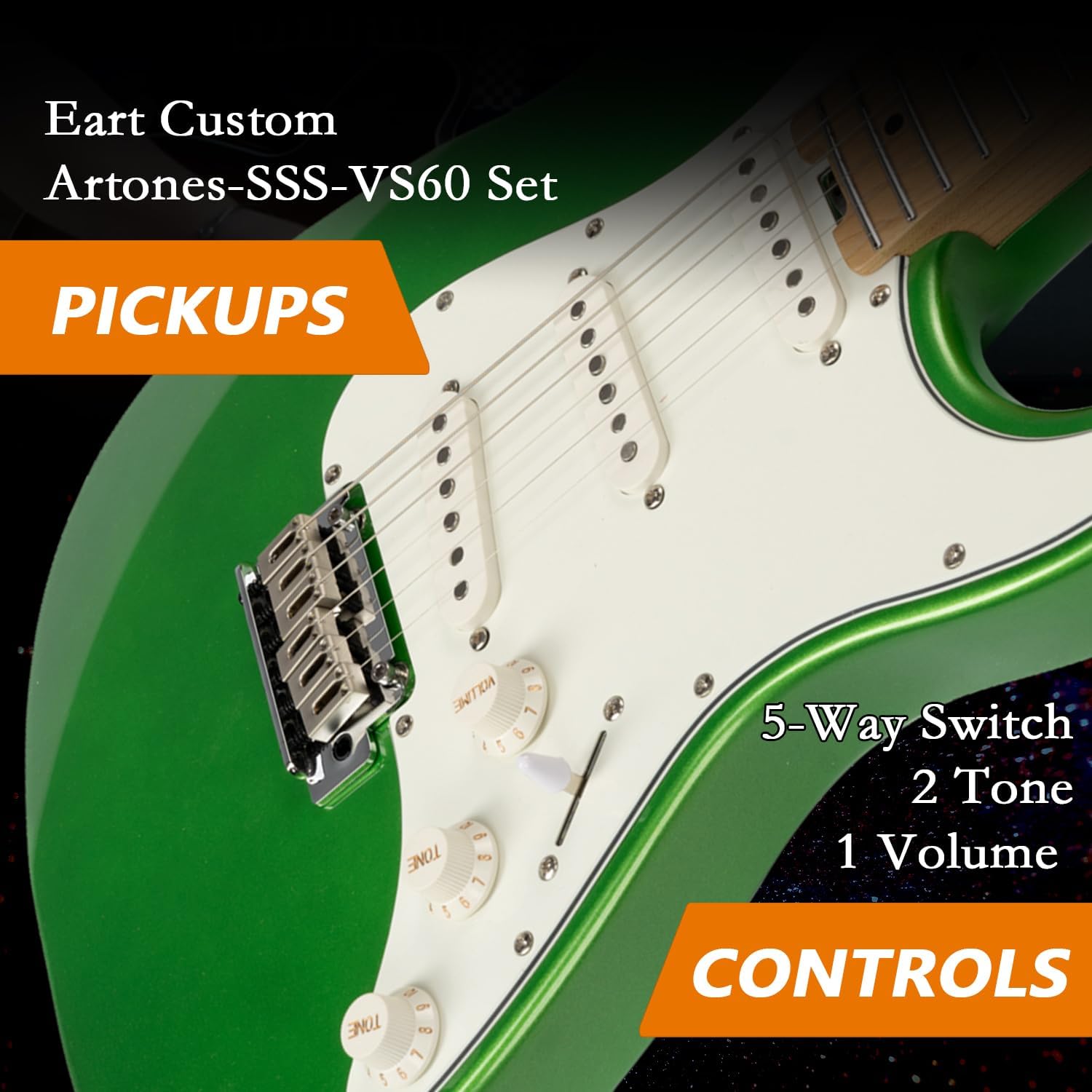 EART NK-VS60 6 String Solid Body Electric Guitar,Roasted Mahogany Body, Full-Size Electric Guitar Alnico-V Pickups, Tremolo System Electric Guitars