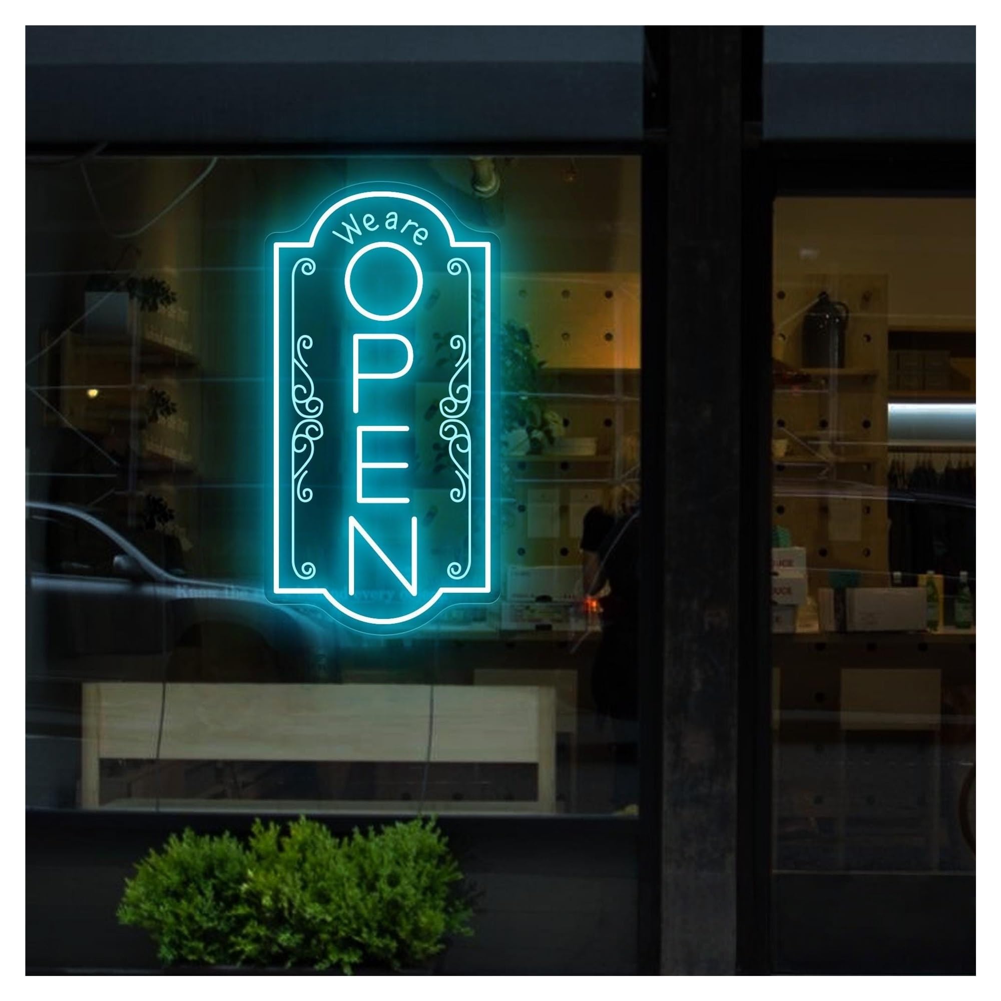 RONGCH Hanging Art Neon Signs We are Open Vertical Neon Sign, Suitable for Restaurant Shop Cafe Decor with Brightness Adjustable 19cmx35cm(D)
