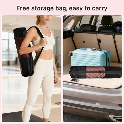 Miniatura 7 de Tapete de yoga plegable de 72 x 28 x 0.25 pulgadas, 27.6 in de ancho, antideslizante, tapete de yoga de viaje de 0.236 in de grosor, esterilla de