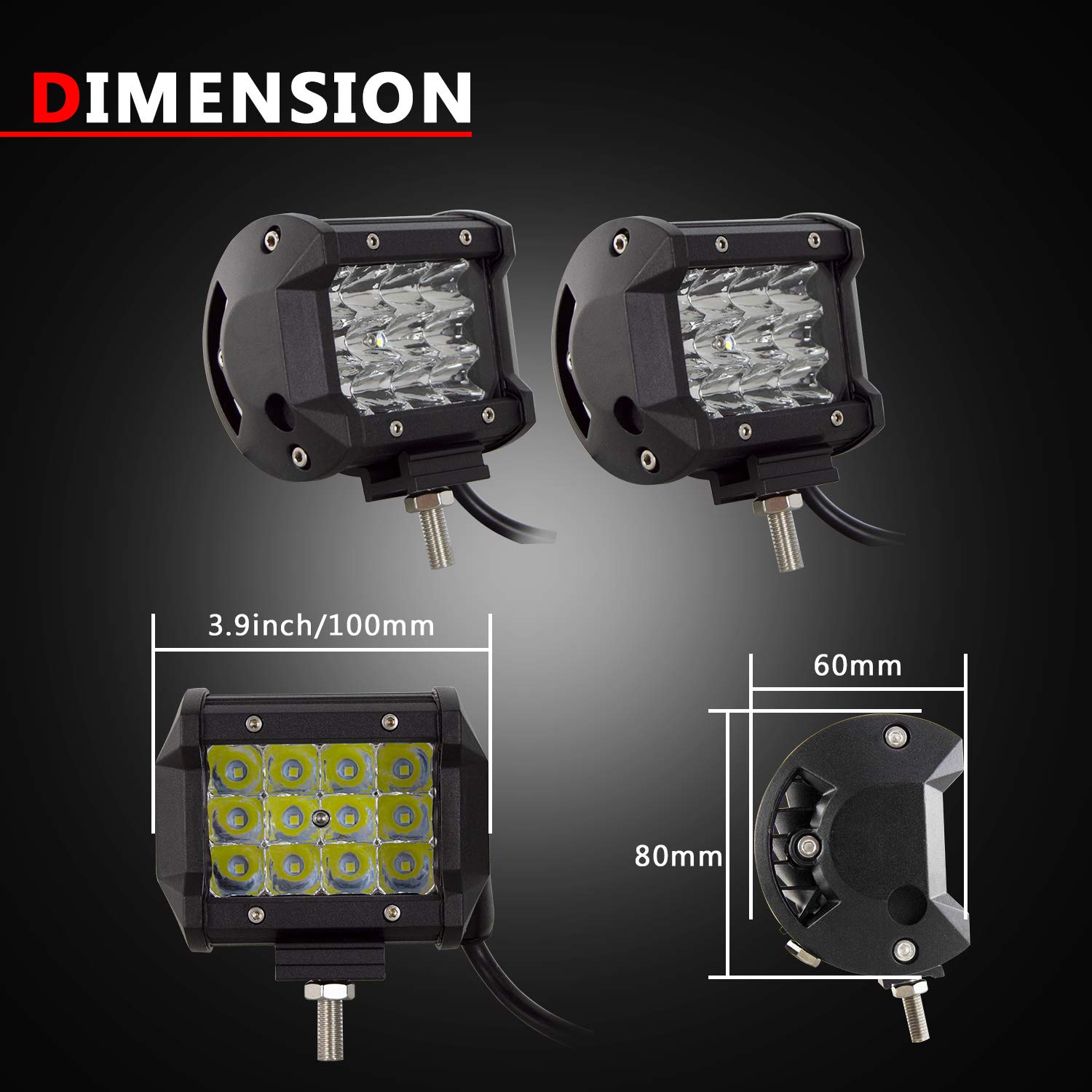 Barre LED 32 Pouces 405W + 2 Spots 4 Pouces - Pour 4x4, Camion, Tracteur, 12V/24V