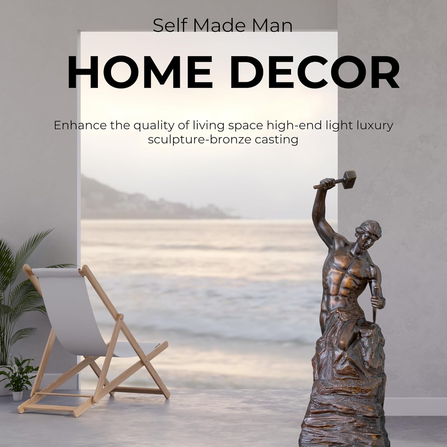 Self Made Man Bronze Statue and Sculpture,27.6" Bronze The Working Freemason Figure Statue is Perfect for Any Home or Office