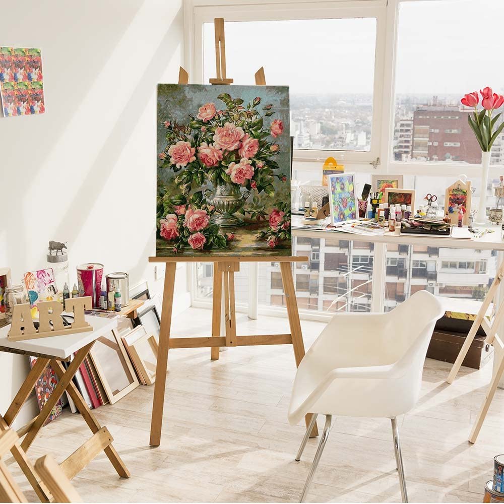 Artnapi Paint By Numbers – Kit Pittura Per Adulti Con Tela 40x50 Cm E Cornice, Struzzo Rosa, Antistress