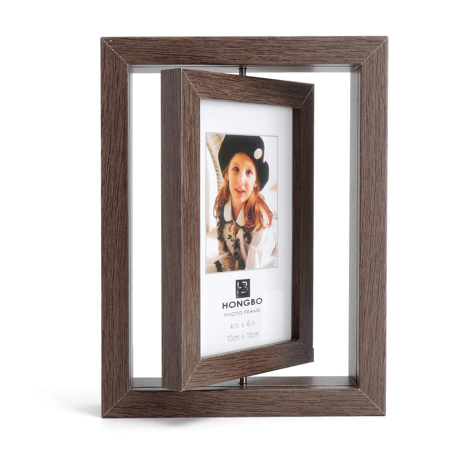4x6 Photo Frames Wooden Picture Frames Rotating Floating 360° Spinning