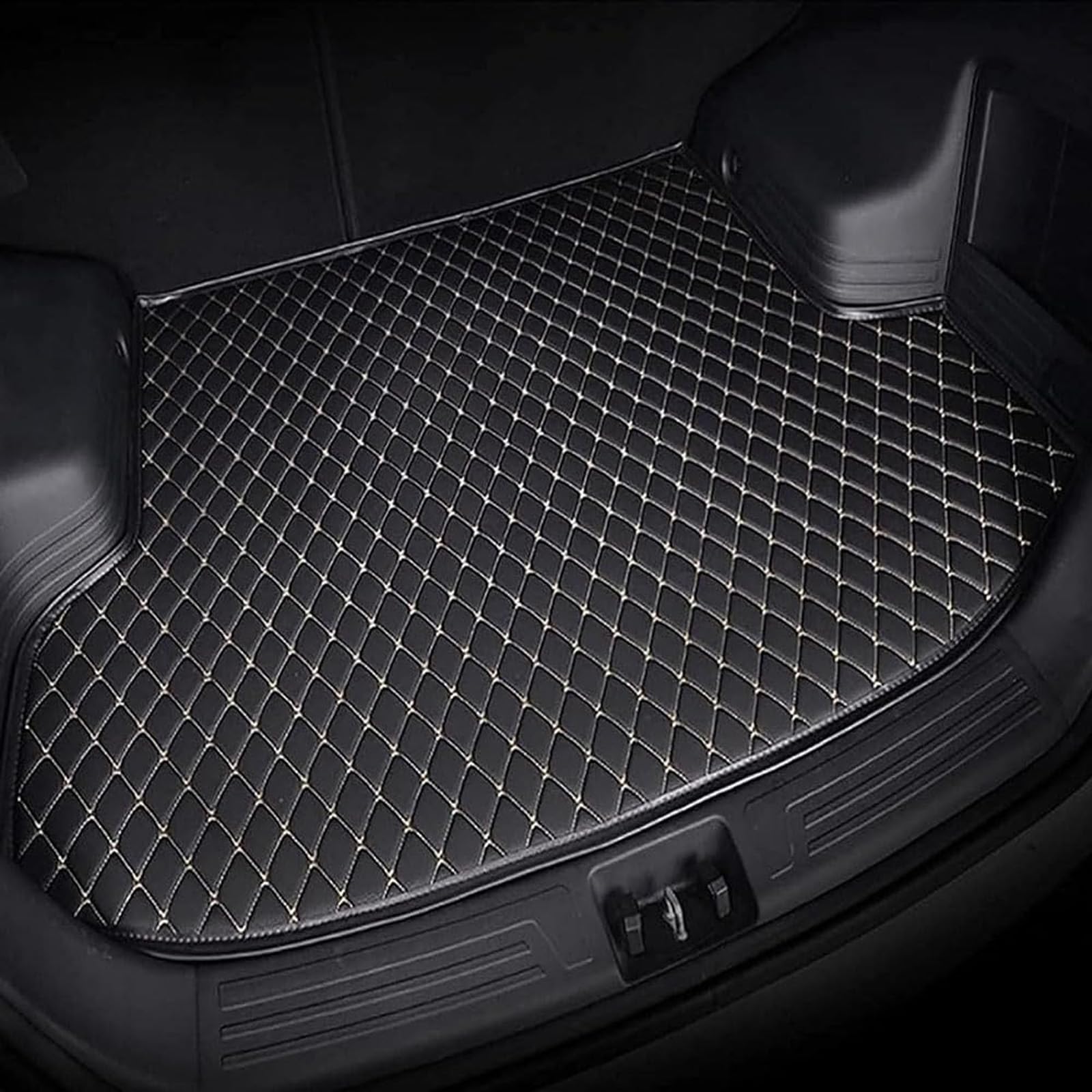 Motario Car Trunk Mat For Mercedes Benz Classe GLE W167 V167 SUV 5 Posti 2020-2026, Leather Custom Cargo Mat All-Weather Waterproof Anti-Slip Protector Interior Accessories, D/Black Beige