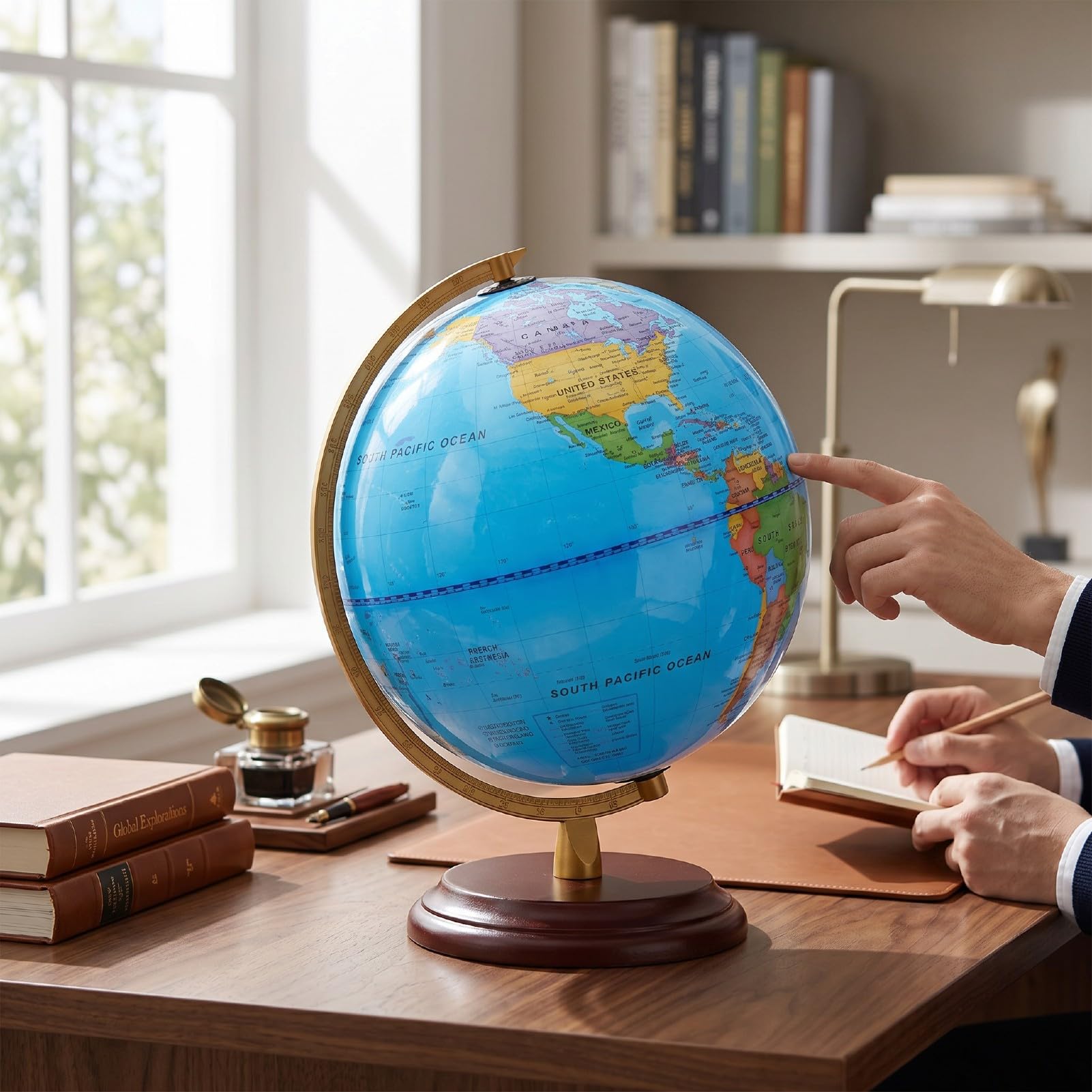 Bewinner Mappamondo da 8 Pollici per Bambini Globo Educativo da Scrivania Girevole con Geografia con Supporto, Strumento Didattico Interattivo per Casa, Ufficio, Aula, Robusta Struttura in Metallo
