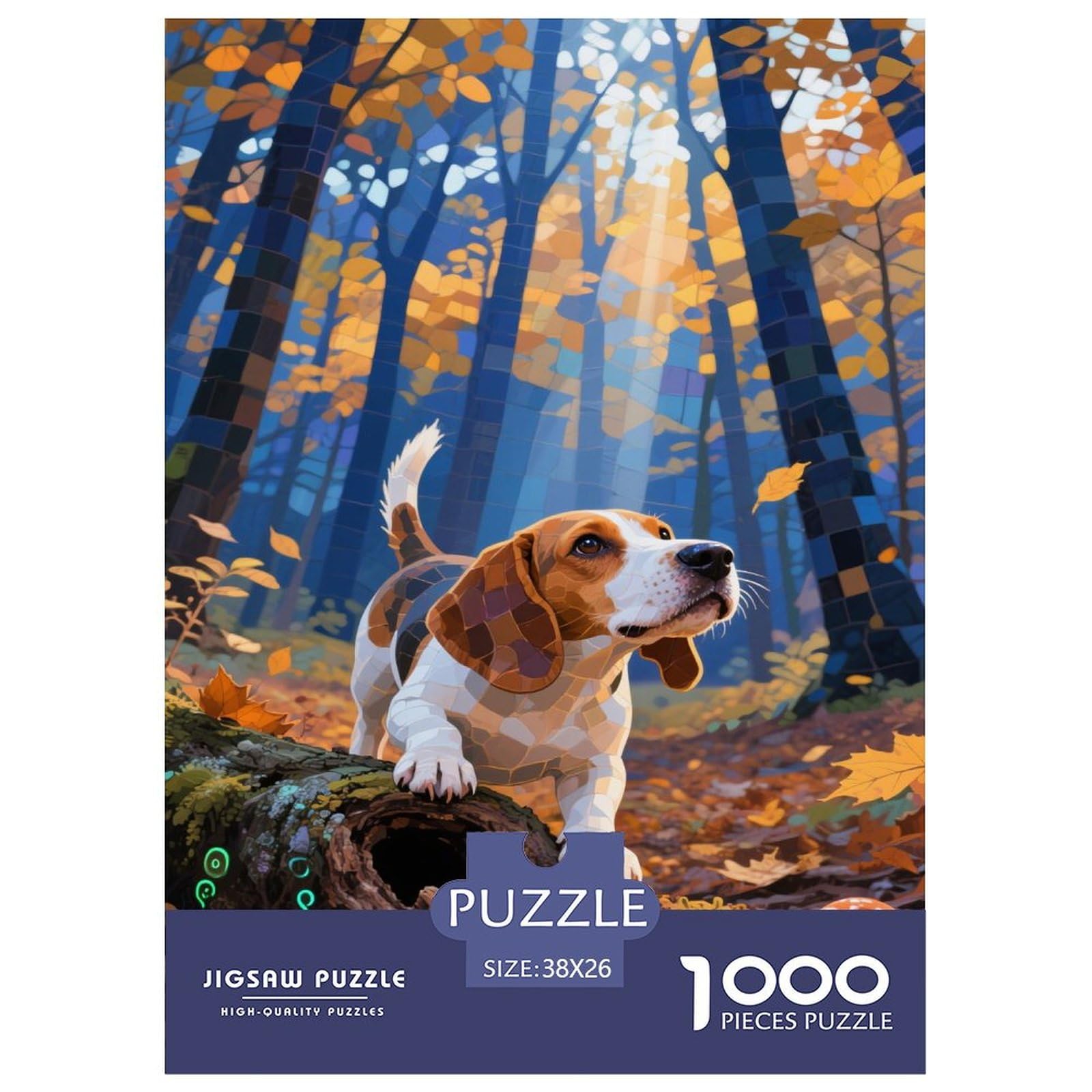 Puzzles Cavalier King Charles Spaniel 1000 Piece Challenge Game for Adults,Autumn Forest Landscape Impossible Jigsaw Puzzles 1000 Piece Educational Game Home Decoration 38x26cm/1000pcs