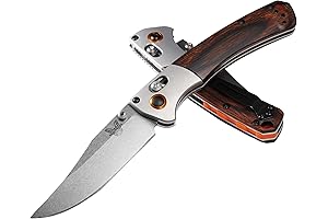 Benchmade Mini Crooked River 15085 EDC Knife with Dark Brown Wood Handle