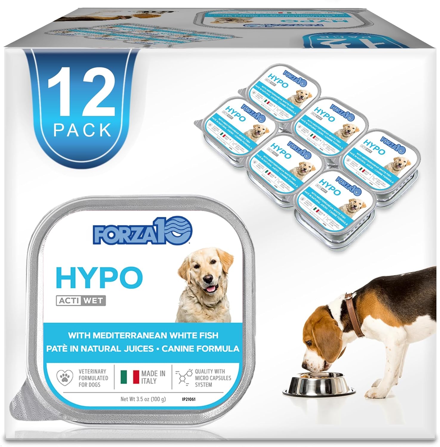 Forza10 - Dog Food, Vet Formulated Wet Dog Food for Allergies, Skin & Coat Support, Non-GMO, Fish Flavor, Made in Italy (3.5 oz, 12 Pack)