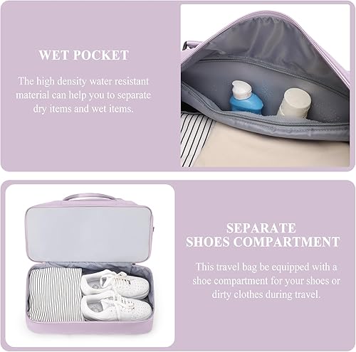 Miniatura 5 de Bolsas de fin de semana para mujer, bolsa de viaje para artículos personales con compartimento para zapatos, bolsa de viaje con bolsa de aseo