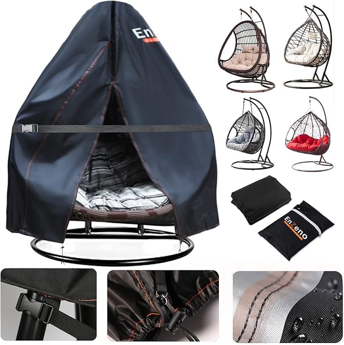 Outdoor Pod Double Egg Chair Cover Waterproof, 2 Seat Heavy Duty Egg