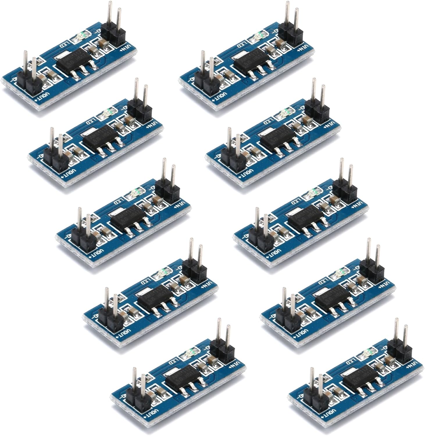 10Pcs AMS1117-5.0V Power Supply Module, DC 6V–12V to 5V Linear Voltage Regulator Board, 1A Output Step-Down LDO Converter for MCU and Electronic Projects