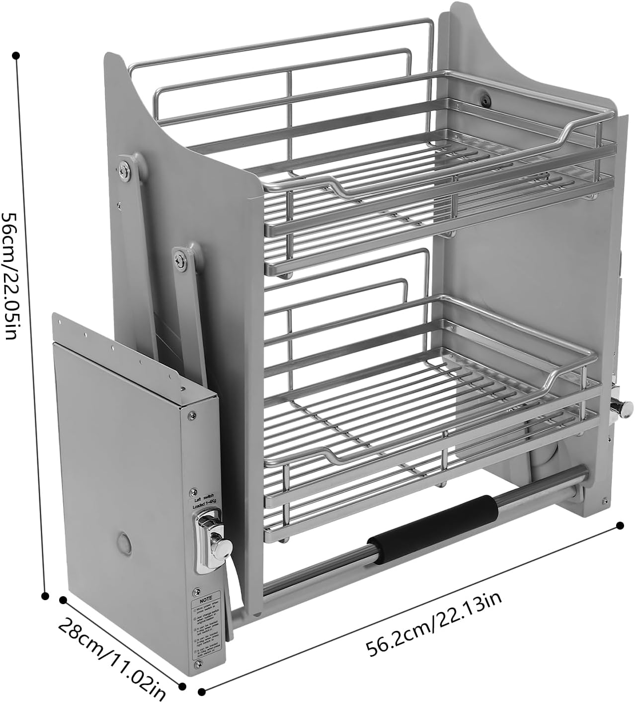 Pull Down Shelf Kitchen Cabinet Storage, 2 Tier Pull-Out Heavy Duty Shelf Organizer, Stainless Steel Cabinet Storage Shelves for Kitchen