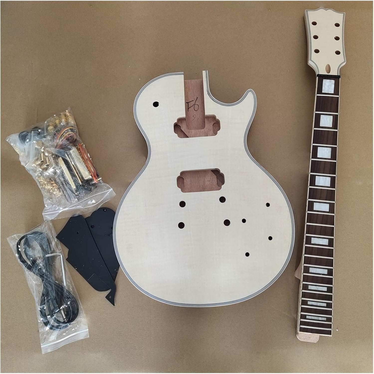 professional Electric Guitar Kits 1 Set Unfinished Electric Guitar Neck And Black Mahogany Body Guitar Kit DIY All Parts Electric Guitar Kits