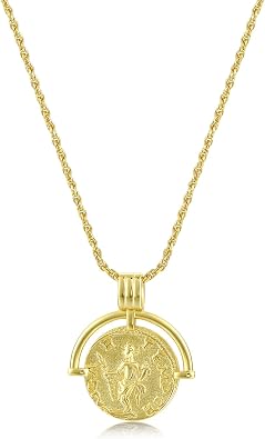FRUMOS Dainty Layered Choker Necklace 18k gold Plated Y Pendant Commemorative coin Necklace Multilayer Bar Disc Necklace Adjustable Layering Choker Necklaces fashion jewelry for Women Girls