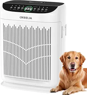 Air Purifiers for Home Large Room Up to 3000 Ft² with Washable Filters,AKEELIA HEPA Double-Sided Air Purifier with PM2.5 Air Quality Sensor, Aroma,15dB Sleep Mode, Air Cleaner for Pets Bedroom,White