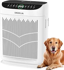 Akeelia HEPA Double-Sided Air Purifier for Large Rooms up to 3000 ft² with Washable Filters, PM2.5 Sensor, Aromatherapy, Sleep Mode